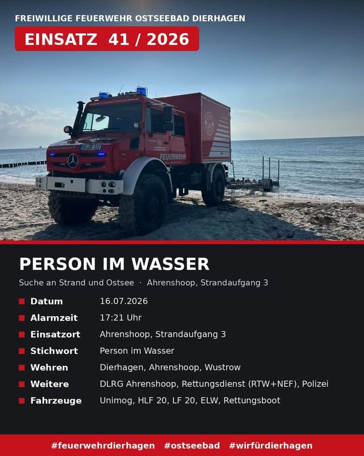 Suche nach Person im Wasser vor Ahrenshoop