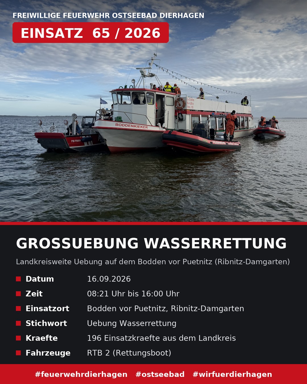 Großübung Wasserrettung – Bodden vor Pütnitz