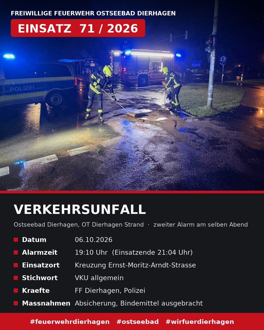 Verkehrsunfall – Dierhagen Strand, zweiter Alarm